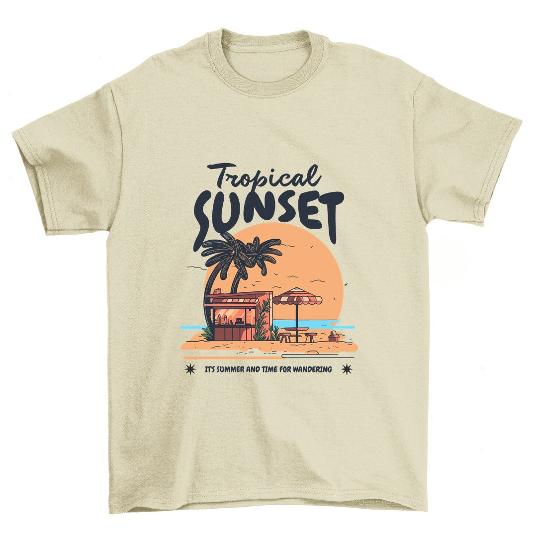 Beige Tropical Sunset: Unisex Graphic T-shirt | Graphic Tees