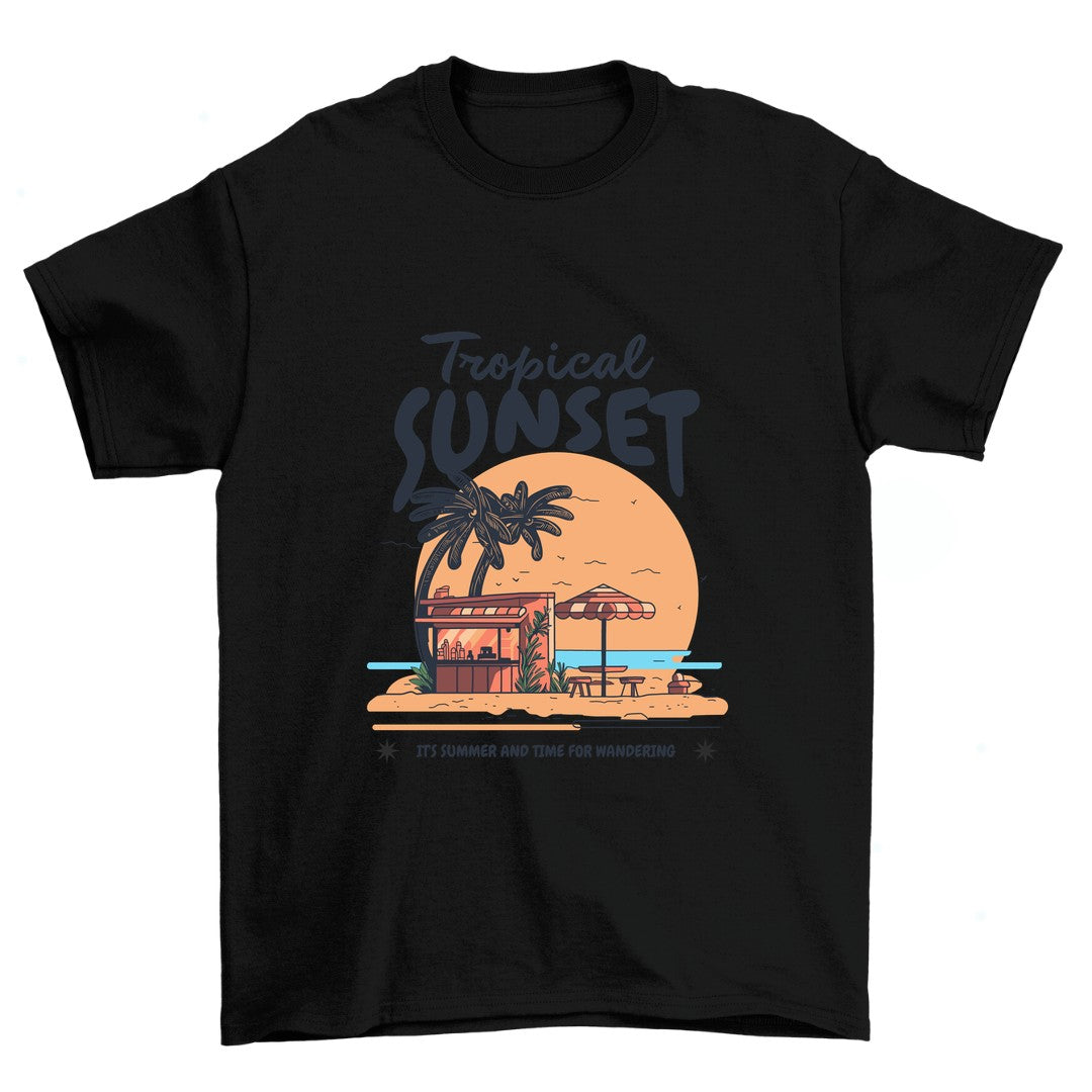 Black Tropical Sunset: Unisex Graphic T-shirt | Graphic Tees